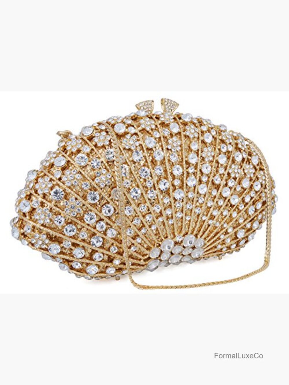 Crystal Rhinestone Evening Clutch with Chain Strap - Picture 3 of 6